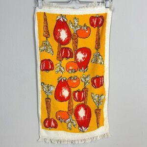 Vintage Yellow Kitchen Vegetables Towel 70s